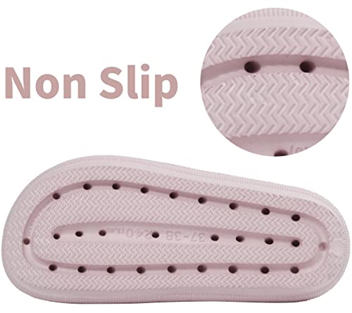 BenSorts Women Cushion Slides Foam Sandal 2 Buckle Adjustable Outdoor Female Pillow Slippers Slides Shower Shoes Slippers Light Pink Men Size 7 8 Women Size 8 9 - Image 4