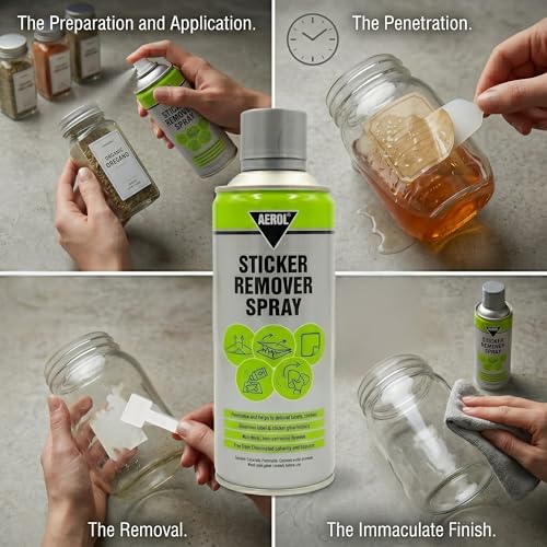 Aerol Sticker Remover Spray | Removes Stickers, Labels & Adhesive Residue | Safe for Glass, Metal, Plastic & Painted Surfaces | Grade 835 (275g/406ml) - Image 3