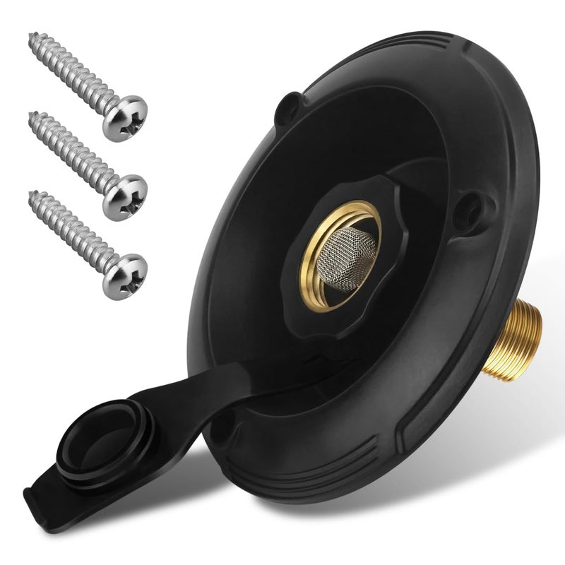 NOOTO RV City Water Inlet with Check Valve RV Water Fill Inlet Connection with 34 NH Female to 12 NPT Male Leadfree Brass City Water Inlet Flange for RV RV Water Inlet Replacement - Image 2