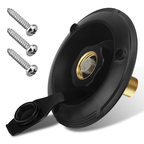 NOOTO RV City Water Inlet with Check Valve RV Water Fill Inlet Connection with 34 NH Female to 12 NPT Male Leadfree Brass City Water Inlet Flange for RV RV Water Inlet Replacement - Image 1