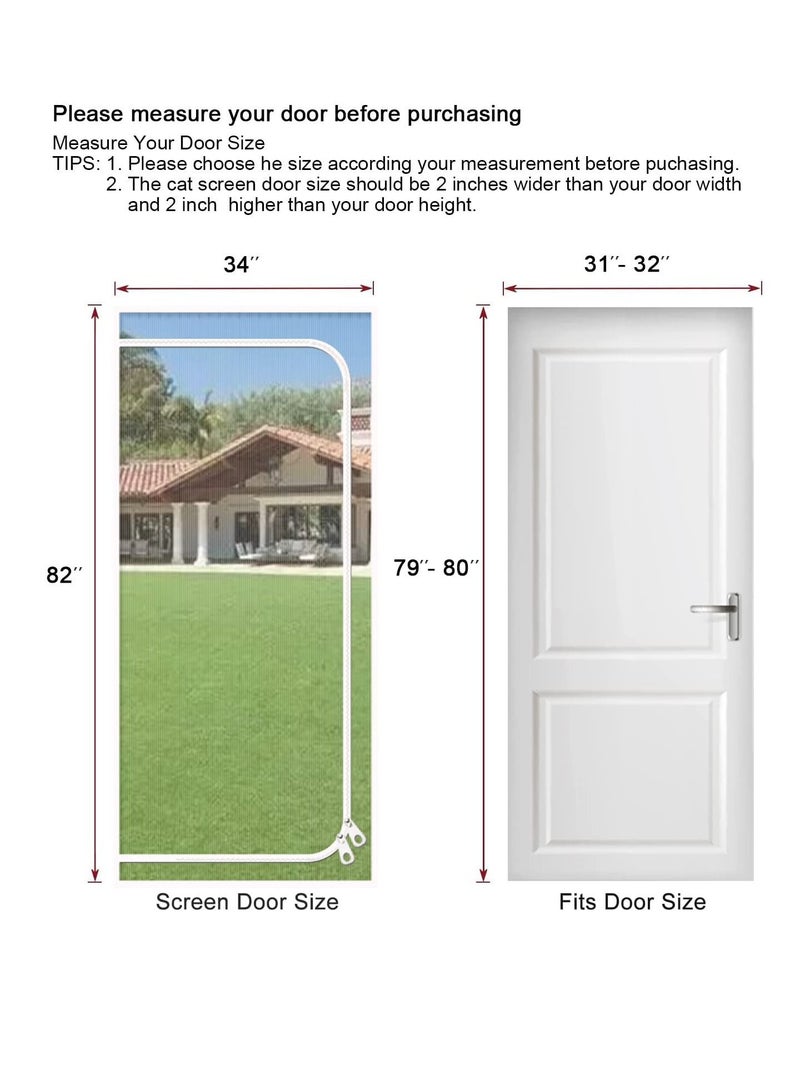 Y&D Reinforced Pet Screen Door Fits Size 32''x 80'' Thickened Cat Resistant Mesh for Living Room Patio Kitchen Bedroom Scratch Proof with Zipper Closure - Image 2