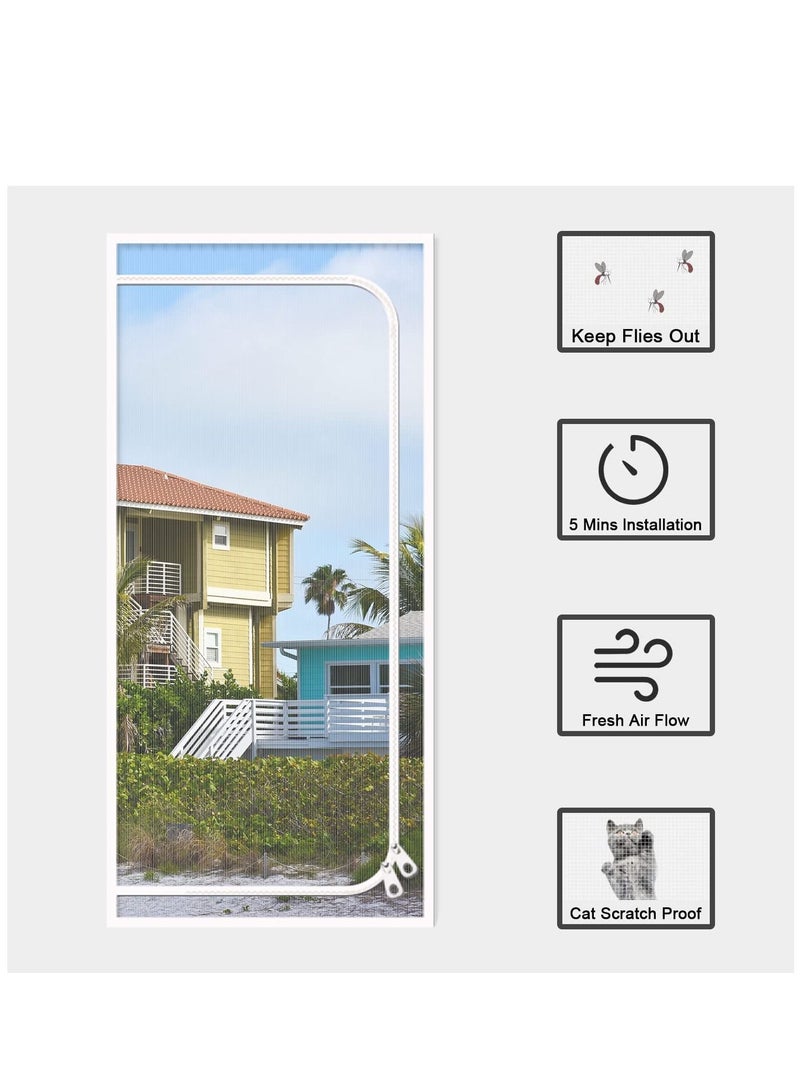 Y&D Reinforced Pet Screen Door Fits Size 32''x 80'' Thickened Cat Resistant Mesh for Living Room Patio Kitchen Bedroom Scratch Proof with Zipper Closure - Image 4