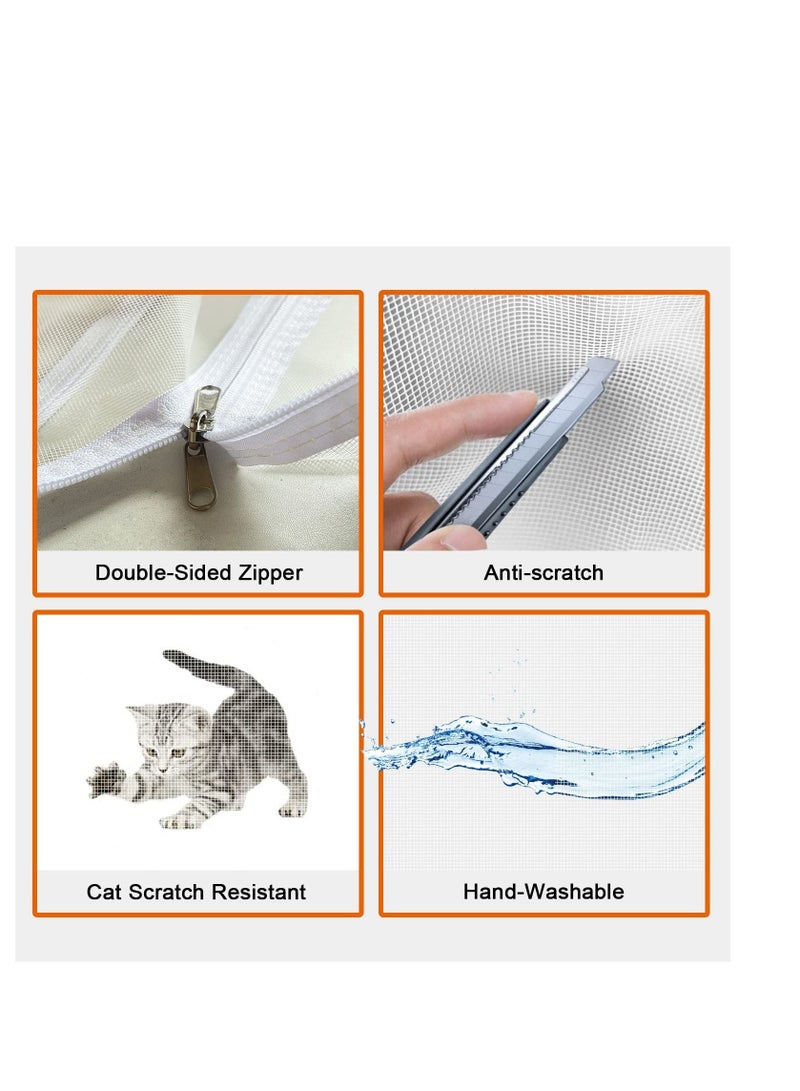 Y&D Reinforced Pet Screen Door Fits Size 32''x 80'' Thickened Cat Resistant Mesh for Living Room Patio Kitchen Bedroom Scratch Proof with Zipper Closure - Image 5