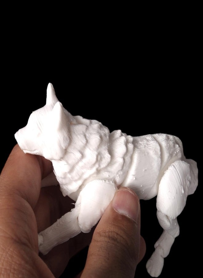 CERO 3D Printed Flexi Print-in-Place Wolf (White PLA Plastic) - Image 3