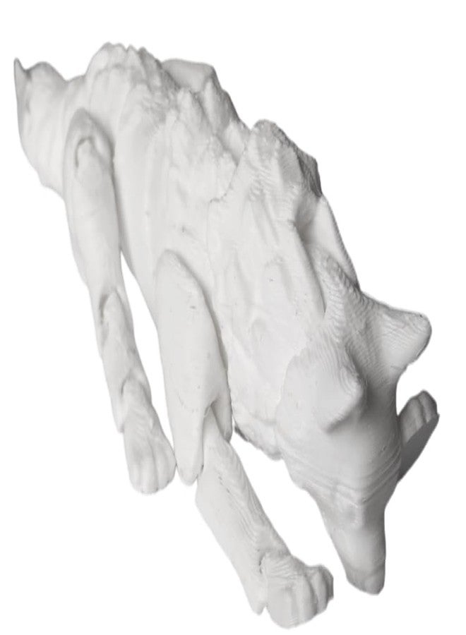 CERO 3D Printed Flexi Print-in-Place Wolf (White PLA Plastic) - Image 2