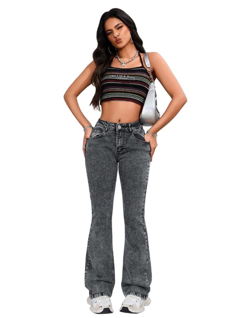 KOTTY Womens Solid Steel Grey Fit & Flared Fit Jeans (Grey,28)-KTTLADIESJEANS3089M - Image 1