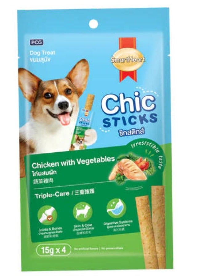 مكافآت الكلاب شيك ستيكس بنكهة الدجاج والخضروات 60 جرام