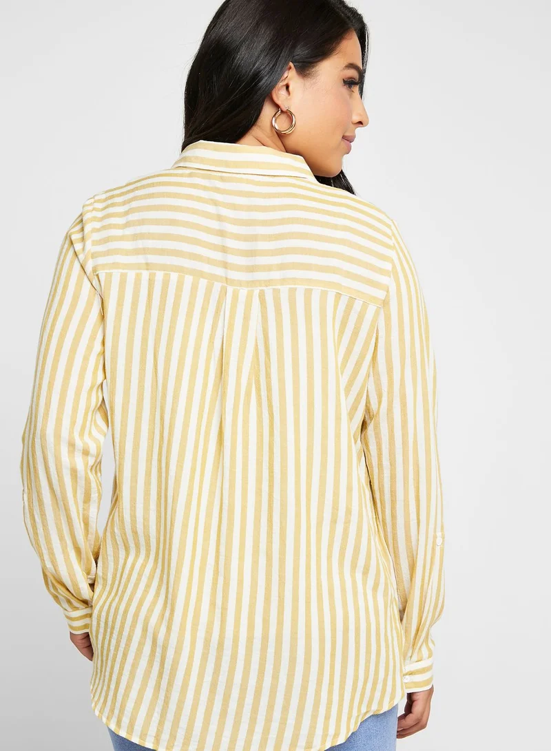 New Look Maternity Roll Sleeve Striped Shirt