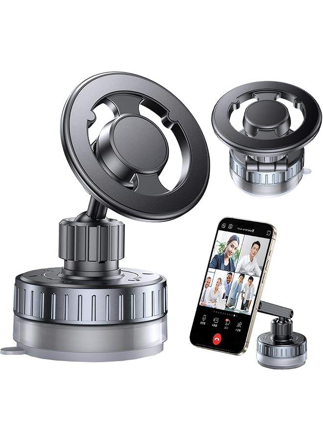 S-TOP Magnetic Car Phone Holder, 360° Strong N52 Vacuum Magnetic Suction Cup Phone Mount for Mag-Safe Cell Phone Holders for Car Gym Mirror Mount Gym Kitchen Office Smooth Surface for i/Phone & And-roid - Image 1