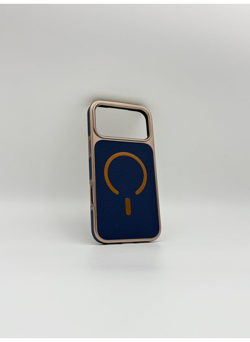 general Luxury Vegan Leather MagSafe iPhone Case with Electroplated Metal Frame & Lens Protection – Premium Slim Shockproof Back Cover for iPhone 17 Pro Max - Image 5