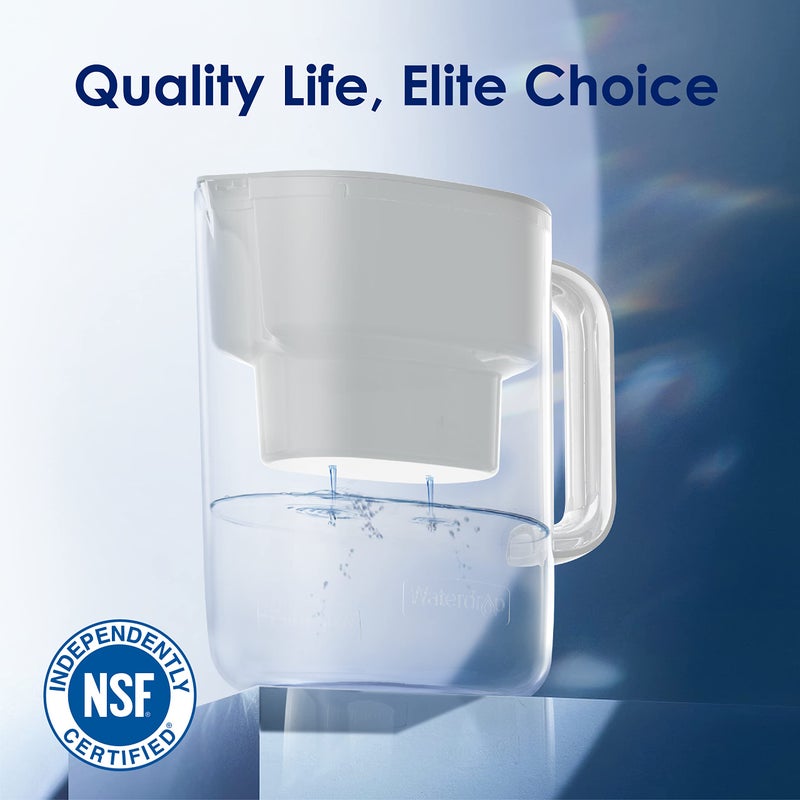 Waterdrop Water Filter Pitcher with 1 Filter, 200-Gallon Long-Life, 10-Cup Large Water Filter Pitcher, NSF Certified, 5X Times Lifetime, Reduces PFOA/PFOS, Chlorine, White - Image 3