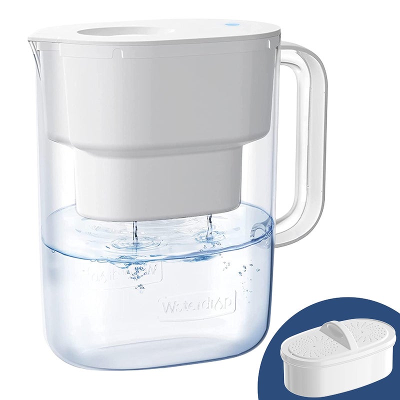 Waterdrop Water Filter Pitcher with 1 Filter, 200-Gallon Long-Life, 10-Cup Large Water Filter Pitcher, NSF Certified, 5X Times Lifetime, Reduces PFOA/PFOS, Chlorine, White - Image 1
