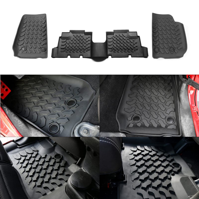RTTCZ Front and Back Floor Foot Mats TPE Floor Carpet Liner Slush Mat Accessories for Jeep Wrangler JKU 4 Door 20072017
