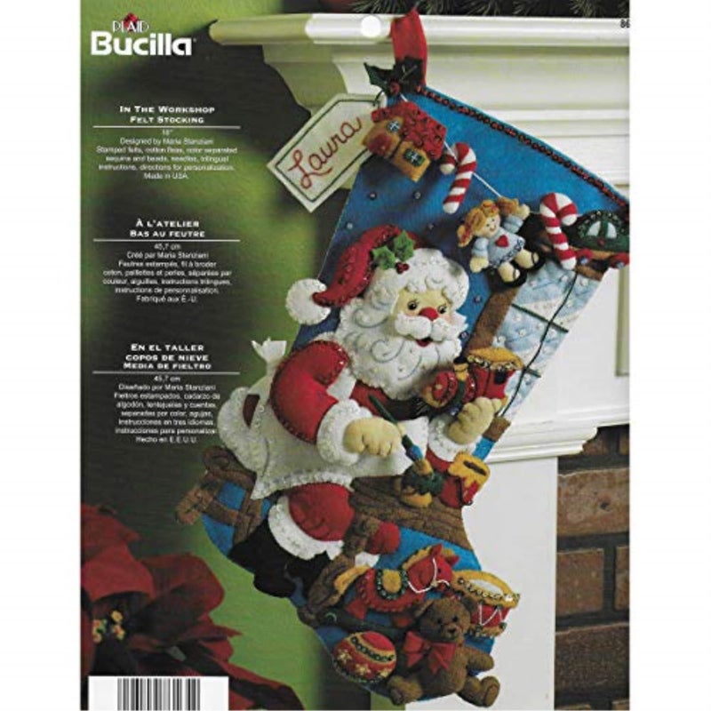 Bucilla Bucilla The Workshop Christmas Stocking Felt Applique Kit 18Inch 