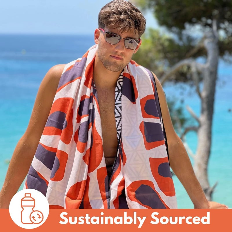 ECCOSOPHY Microfiber Beach Towel - Sand Free Towels are Quick Dry, Light Weight, Super Absorbent - Perfect Pool, Travel, Cruise, Camping Essentials - Oversized Extra Large for Adults 71x35 in - Image 2
