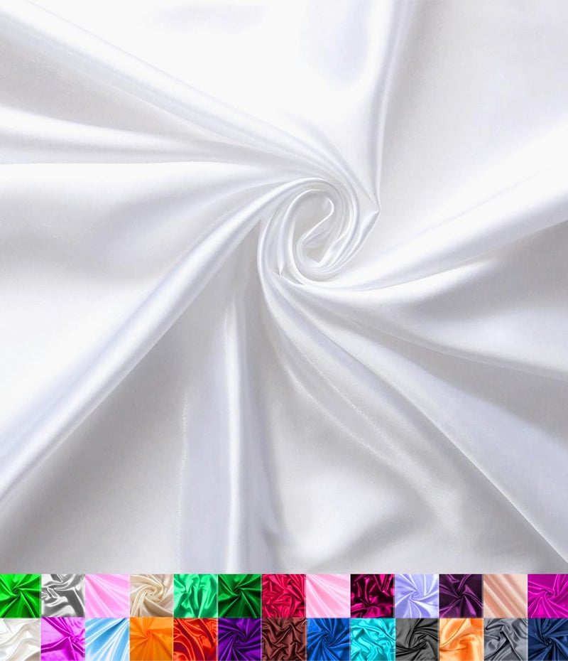 Barcelonetta Satin Fabric | Decoration & Sewing | Shiny & Luxury | 60" Wide Roll | Metallic Shiny | Upholstery, Lining, Drapery, DIY Crafts (White, 5 Yards) - Image 1