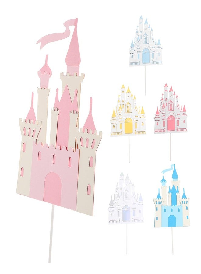 SHOWERORO Pcs Castle Cake Decor Insert Pink Cake Topper for Birthday Party Supplies - Image 1