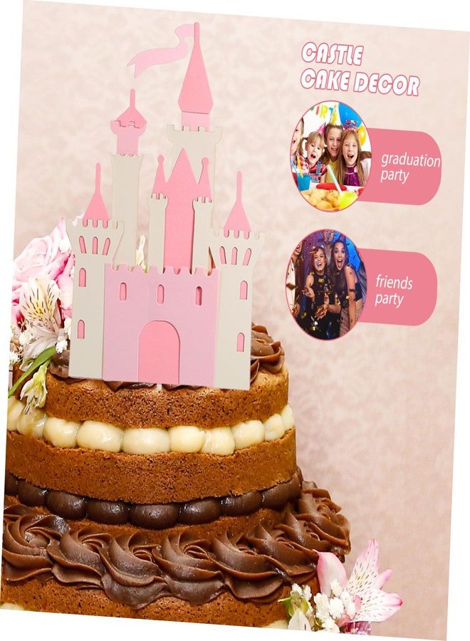 SHOWERORO Pcs Castle Cake Decor Insert Pink Cake Topper for Birthday Party Supplies - Image 3