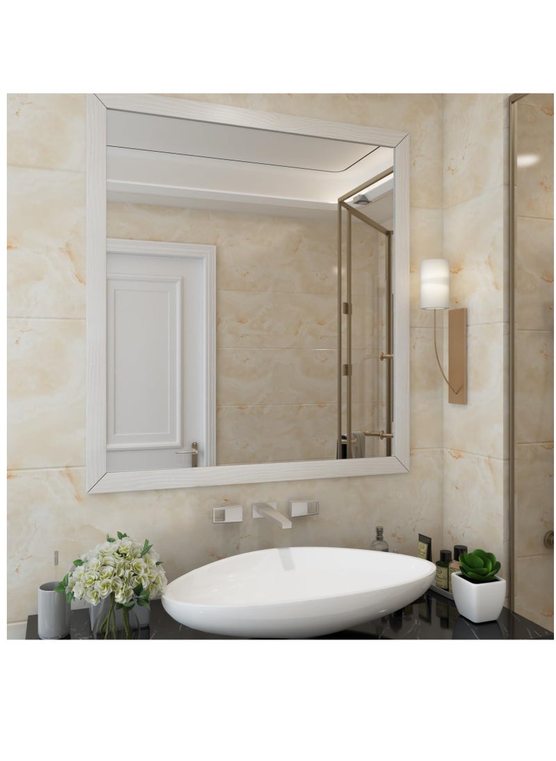 Excefore - White Oak Wood Border Wallpaper Peel and Stick Bathroom Mirror Frame Border Wood Grain Repair Tape Silver White Wood Bulletin Board Border Trim Self Adhesive Modern Classroom Border 3.2"x197" - Image 1