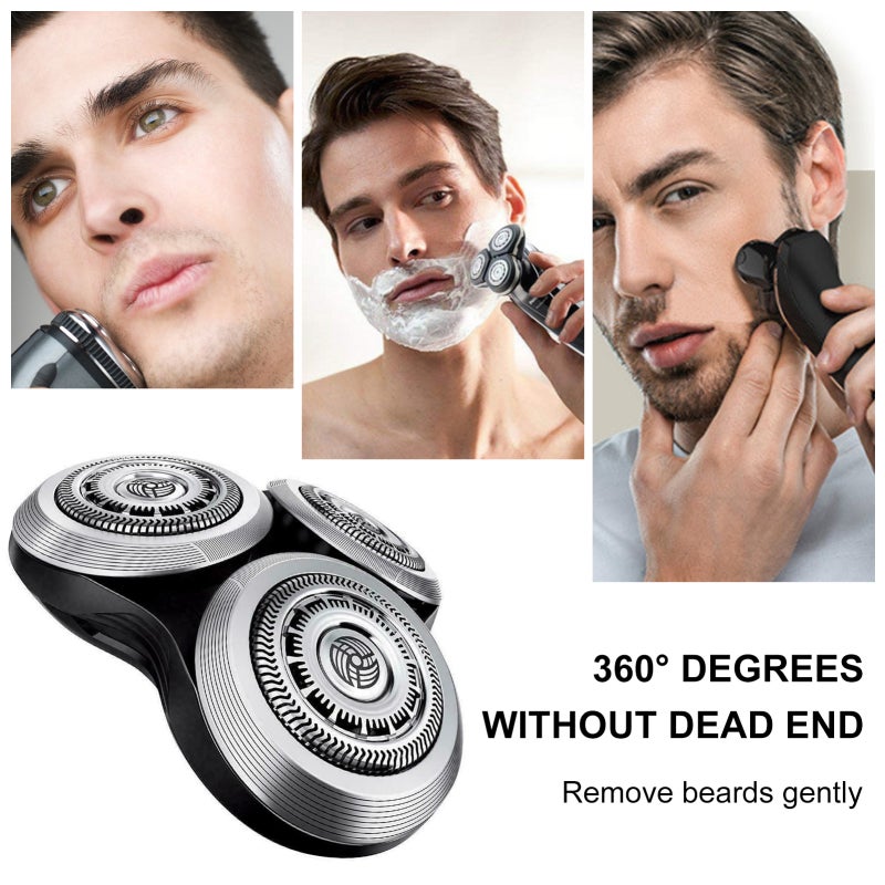 Shaving Blade Replacement Silver Fine Quality Long-Lasting Material - 360° Dead-End Free Gentle Beard Removal Shaver Heads for Philips Norelco SH90/52 S7000 S9000 - Image 2
