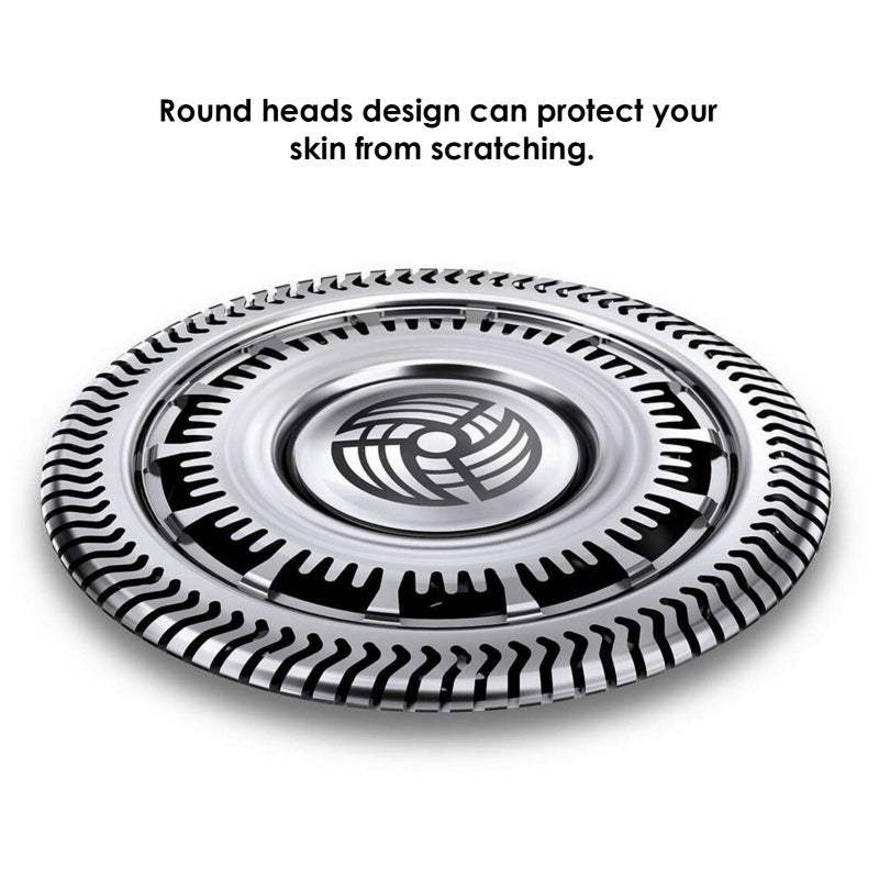 Shaving Blade Replacement Silver Fine Quality Long-Lasting Material - 360° Dead-End Free Gentle Beard Removal Shaver Heads for Philips Norelco SH90/52 S7000 S9000 - Image 5