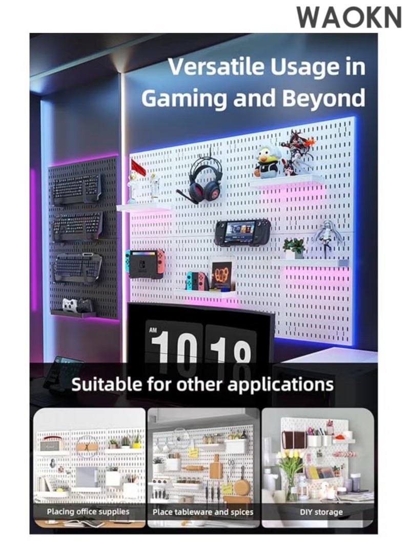 WAOKN Pegboard Kit and Accessories 2 Panel Pegboard Wall Organizer and Storage for Office, Home, and Gaming Office Desk Wall Organizer and Pegboard Display Black Peg Board Kit - Image 3