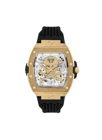 PHILIPP PLEIN The Skeleton Frosted Silicone Strap Automatic Watch for Men, 44mm