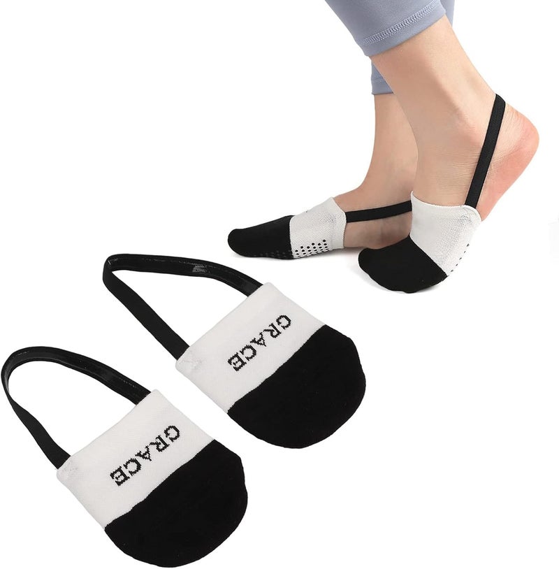 klarako Half Toe Shoe Sole Sock,Yoga Socks with Flexible Strap,Breathable Anti Skid Toe Topper Socks,No Show Toe Socks for women - Image 1
