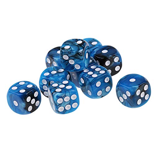 Yiotfandoll 10PCS Polyhedral Dice D6 Dice 16mm Acrylic Dice Game Dice for RPG MTG DND Dice Table Games (Blue Black) - Image 4