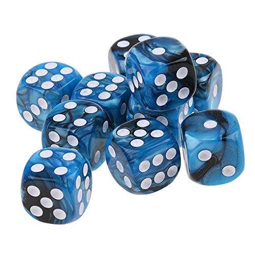Yiotfandoll 10PCS Polyhedral Dice D6 Dice 16mm Acrylic Dice Game Dice for RPG MTG DND Dice Table Games (Blue Black) - Image 2