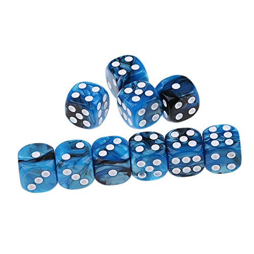 Yiotfandoll 10PCS Polyhedral Dice D6 Dice 16mm Acrylic Dice Game Dice for RPG MTG DND Dice Table Games (Blue Black) - Image 3