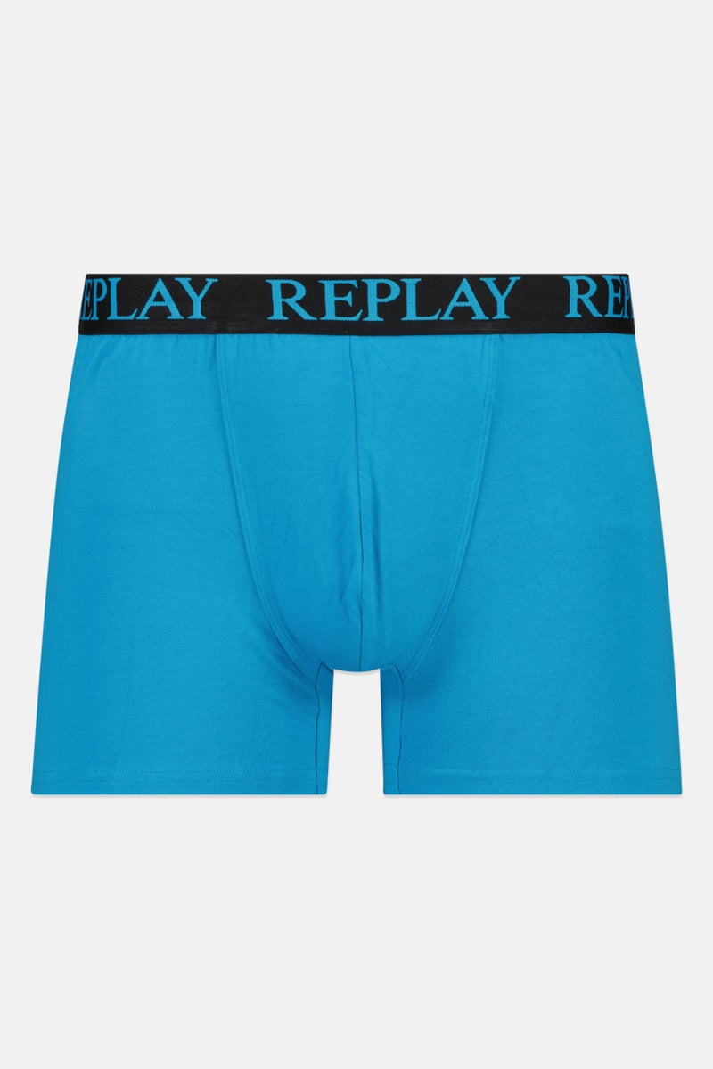 Replay Men 2 Pack Brand Logo Trunks, Blue  - Image 4
