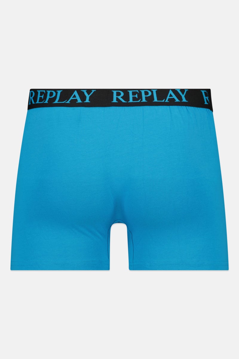 Replay Men 2 Pack Brand Logo Trunks, Blue  - Image 2