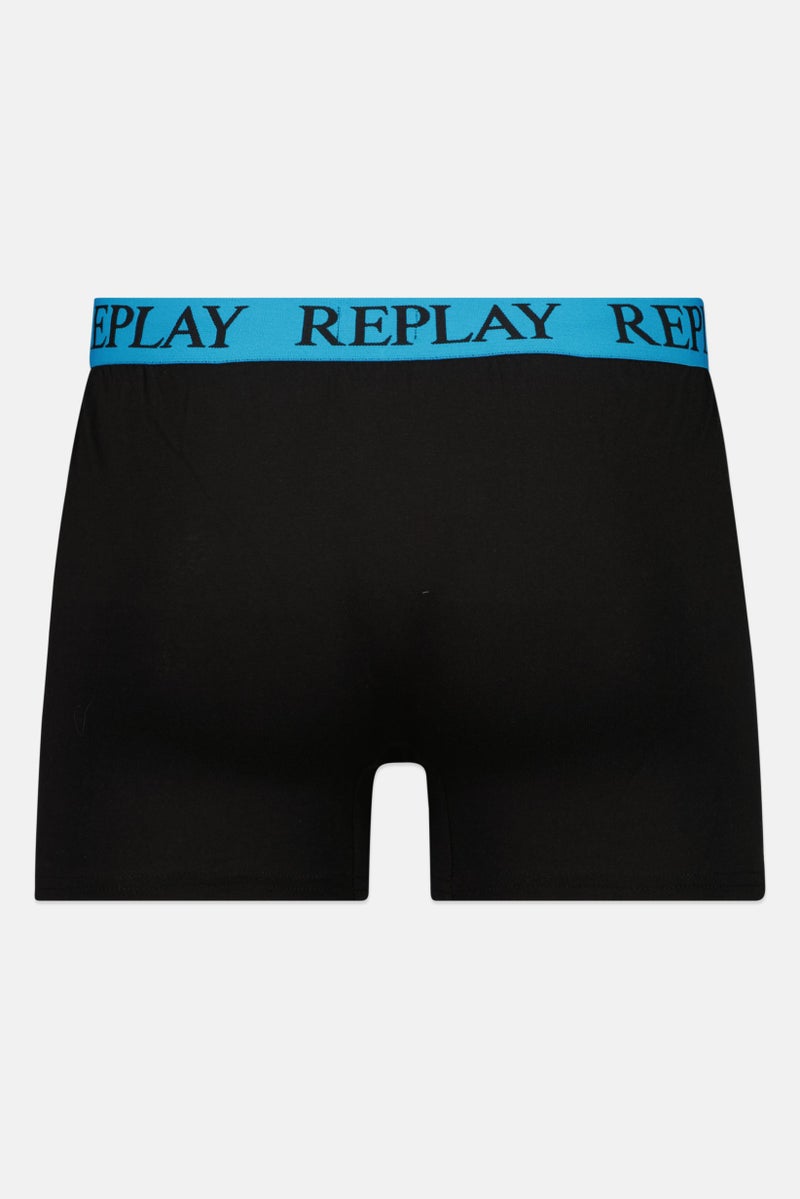 Replay Men 2 Pack Brand Logo Trunks, Blue  - Image 3