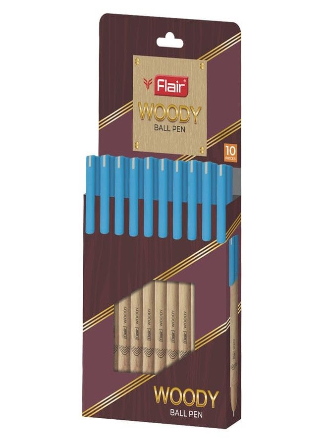 فلير مجموعة أقلام Flair Woody ذات رأس كروي | مقاس رأس 0.7 مم | تصميم خشبي أنيق | نظام تدفق حبر سلس مع حبر منخفض اللزوجة | كتابة مقاومة للتلطخ | حبر أزرق، عبوة من 30 قلمًا - Image 1