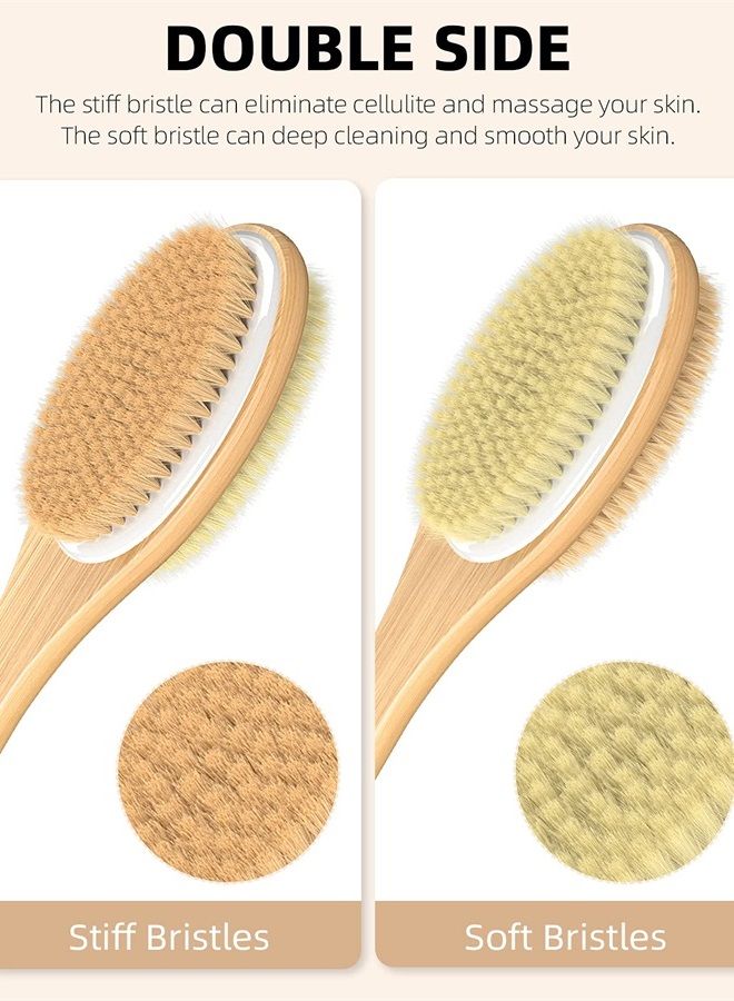 Metene Shower Brush with Soft and Stiff Bristles, Bath Dual-Sided Long Handle Back Scrubber Body Exfoliator for Wet or Dry Brushing - Image 2