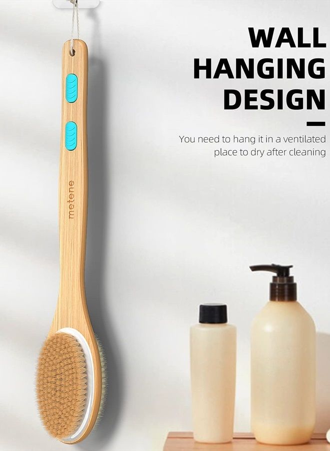 Metene Shower Brush with Soft and Stiff Bristles, Bath Dual-Sided Long Handle Back Scrubber Body Exfoliator for Wet or Dry Brushing - Image 5
