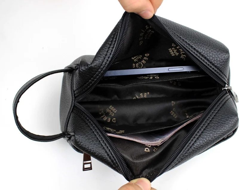 Derise Club Men's Black Handbag, Cosmetic Shaving Bag, Travel, Clutch Bag, Men's Handbag