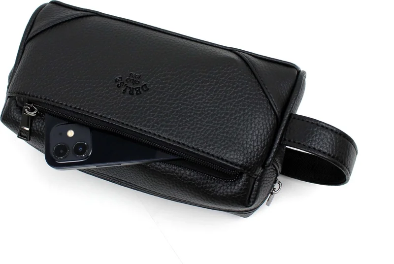 Derise Club Men's Black Handbag, Cosmetic Shaving Bag, Travel, Clutch Bag, Men's Handbag