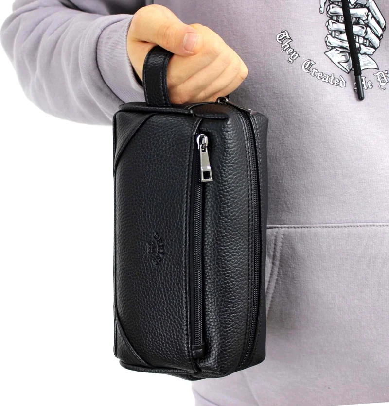 Derise Club Men's Black Handbag, Cosmetic Shaving Bag, Travel, Clutch Bag, Men's Handbag