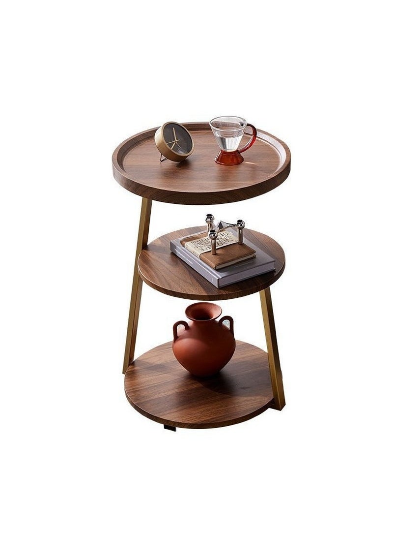 طاولة قهوة مستديرة، طاولة قهوة من 3 طبقات مع مساحة تخزين، طاولة قهوة صغيرة، طاولة نهاية أريكة ضيقة، طاولة قهوة صغيرة للوجبات الخفيفة، طاولة مميزة لغرفة المعيشة أو غرفة النوم أو الشرفة (الحجم: 40*40*62 سم ​​بني) - Image 2