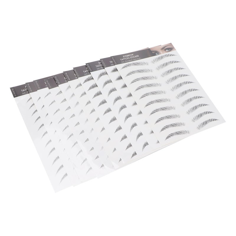 10 Sheets Waterproof Eyebrow Stickers Disposable Temporary Brow False Eyebrows Sticker Set (Black) - Image 4