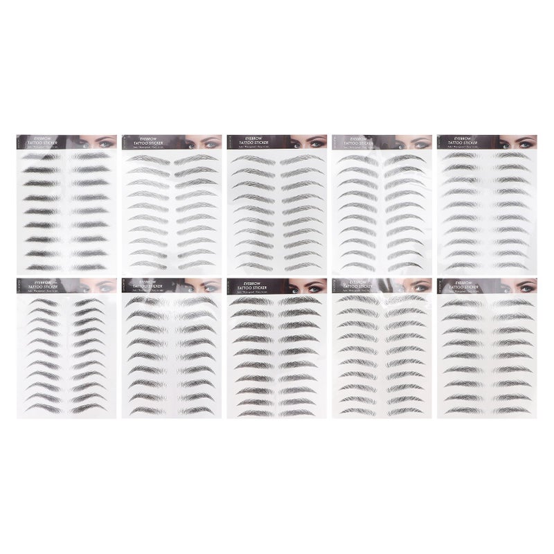 10 Sheets Waterproof Eyebrow Stickers Disposable Temporary Brow False Eyebrows Sticker Set (Black) - Image 3