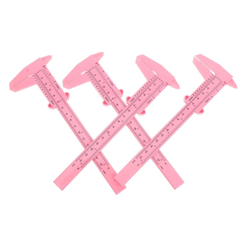 4 قطع من الفرجار البلاستيكي الوردي، أدوات قياس انزلاقية تماثلية للقياسات الصغيرة الدقيقة للهواة، سهلة الحمل أثناء السفر - Image 1