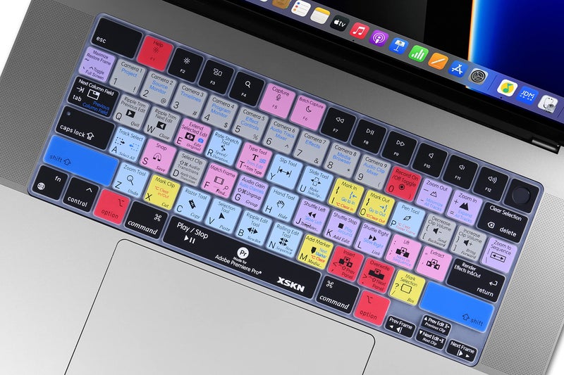 XSKN Premiere Pro Shortcut US Layout Silicone Keyboard Cover Skin for 2021 Released MacBook 14 inch A2442 16 A2485 with ( M1 / Max chip ) Liquid Retina XDR Display Touch ID, K-400 - Image 5