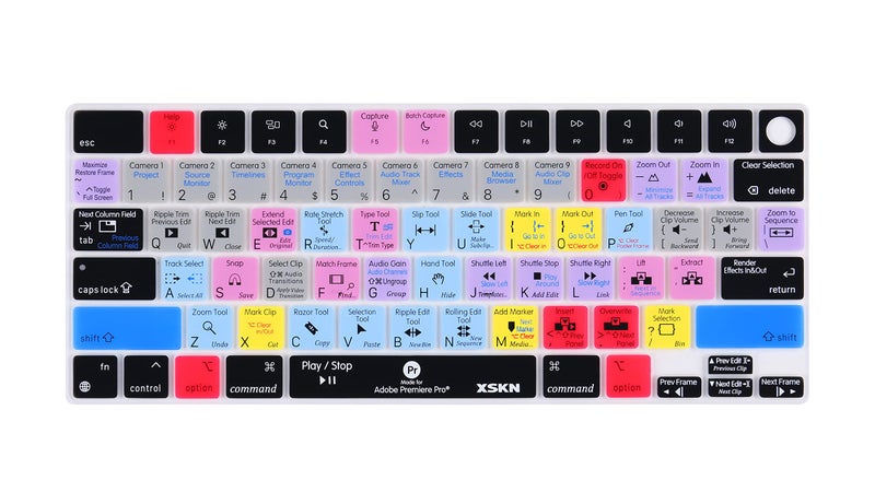 XSKN Premiere Pro Shortcut US Layout Silicone Keyboard Cover Skin for 2021 Released MacBook 14 inch A2442 16 A2485 with ( M1 / Max chip ) Liquid Retina XDR Display Touch ID, K-400 - Image 1