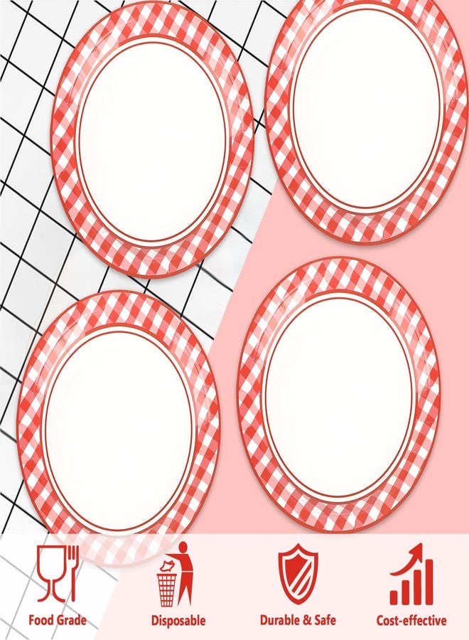 Resflyar 100 PCS Red and White Checkered Plates, Disposable 7 Inch Plaid Paper Dessert Plates, Dinnerware for Camp Barbecues, Bachelorette, Birthday Party Decorations, Serves 100 Guests - Image 3