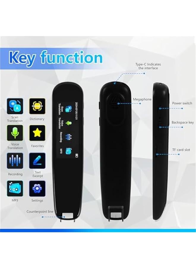 أنكوفو قلم ترجمة من فورمي بو، قلم ترجمة مسح ضوئي مع 112 لغة، جهاز التعرف الضوئي الضوئي الضوئي الرقمي للنص الى كلام 2.25 انش، قلم قراءة لعسر القراءة، مترجم صوتي فوري للدراسة والسفر والاعمال - Image 2