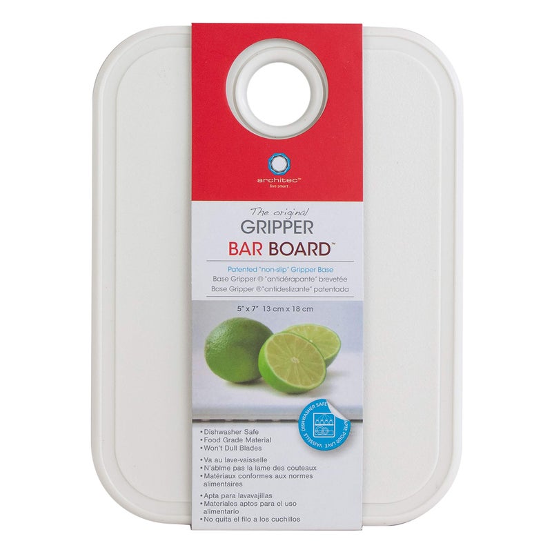 Architec Original Gripper Barboard 5 by 7 White Patented NonSlip Technology and Dishwasher Safe Cutting Board