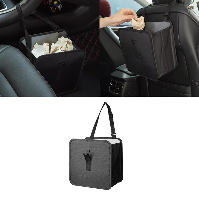 Tioollev Car Trash Can Oxford Cloth Foldable Car Trash Bin Hanging 185 Gallon Capacity Garbage Bag Organizer LeakProof Waterproof Auto Storage Container Medium - Image 3